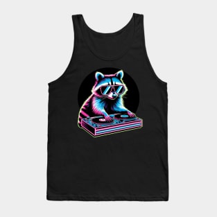 Retro Raccoon DJ Funny Raccoon Tank Top